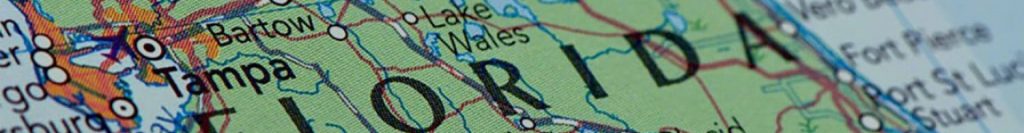 A photograph of a map of Florida.